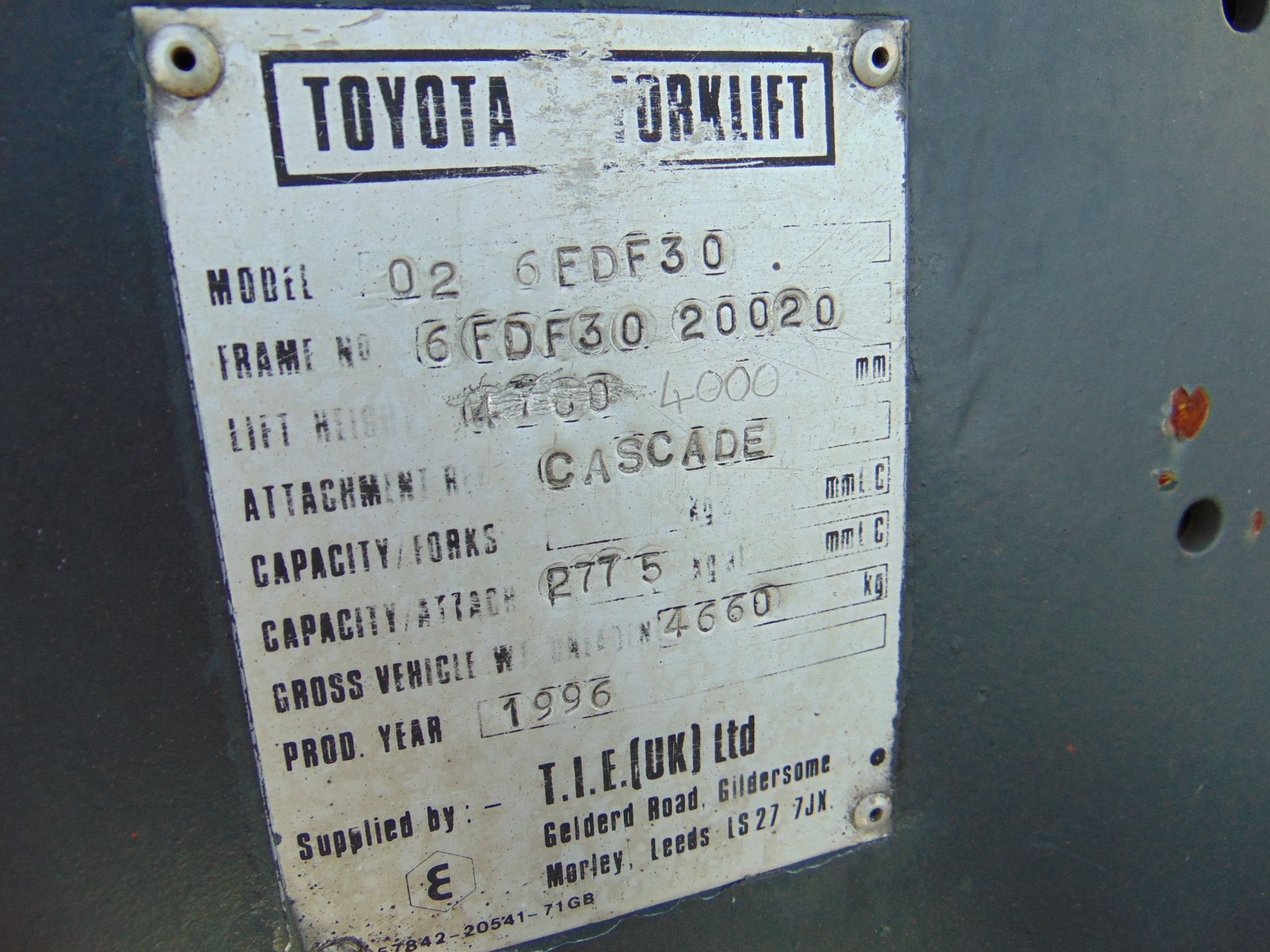 Toyota 02-6FDF30 3 Ton Diesel Forklift - Bild 19 aus 20
