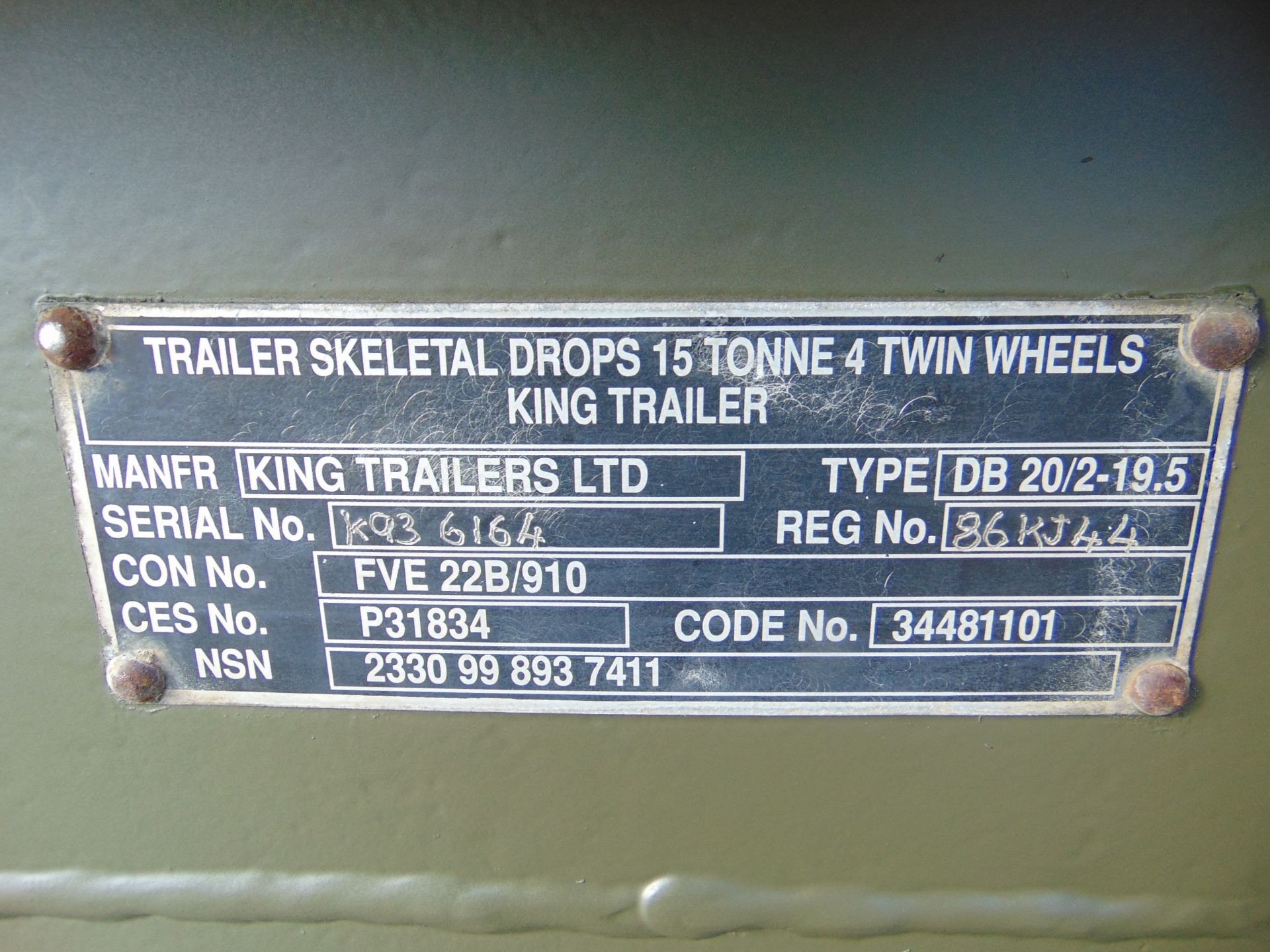 King DB20 2 axle drawbar skeletal trailer - Image 23 of 25