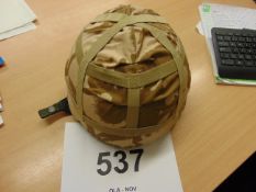 Genuine British Army Combat Helmet c/w Strap and Gulf war Camo Cover