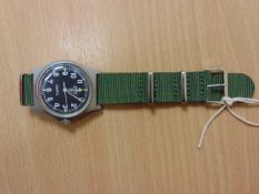 UNISSUED CWC W10 BRITISH ARMY SERVICE WATCH WITH NATO MARKS -WATER PROOF TO 5 ATM DATED 2005
