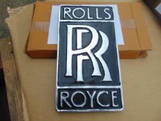 POLISHED ALUMINIUM ROLLS ROYCE SIGN 30cms X 18cms