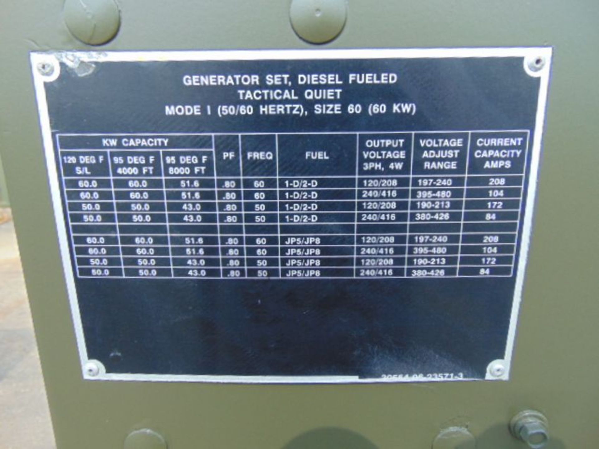 MEP-806B John Deere Diesel Powered 3 phase 75KVA 60KW-50/60HZ Generator - Image 9 of 22