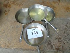4X LARGE BRITISH ARMY STAINLESS STEEL FRYING PANS