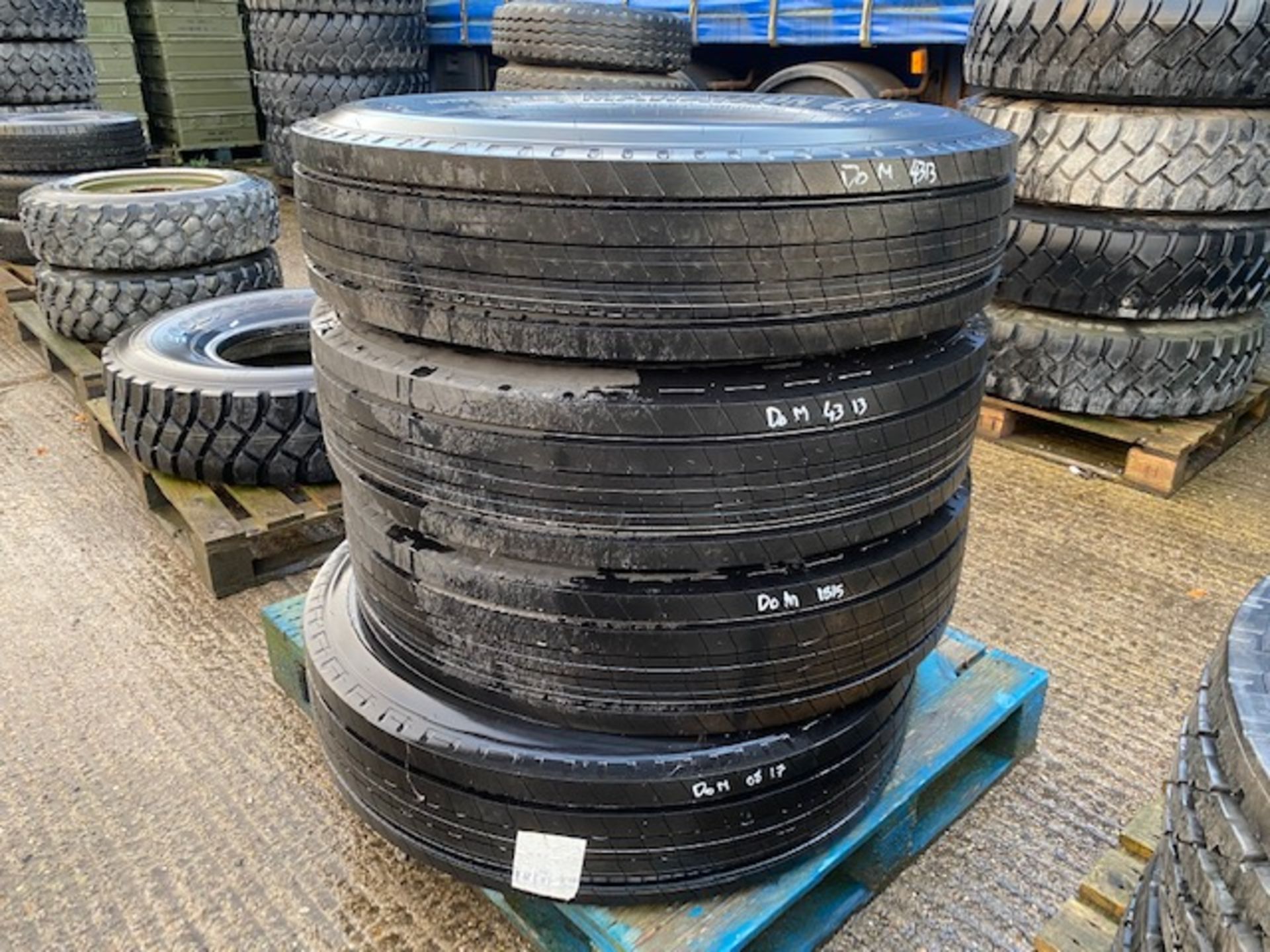 QTY 4 x Goodyear Marathon LHT 11R22.5 tyres, unused