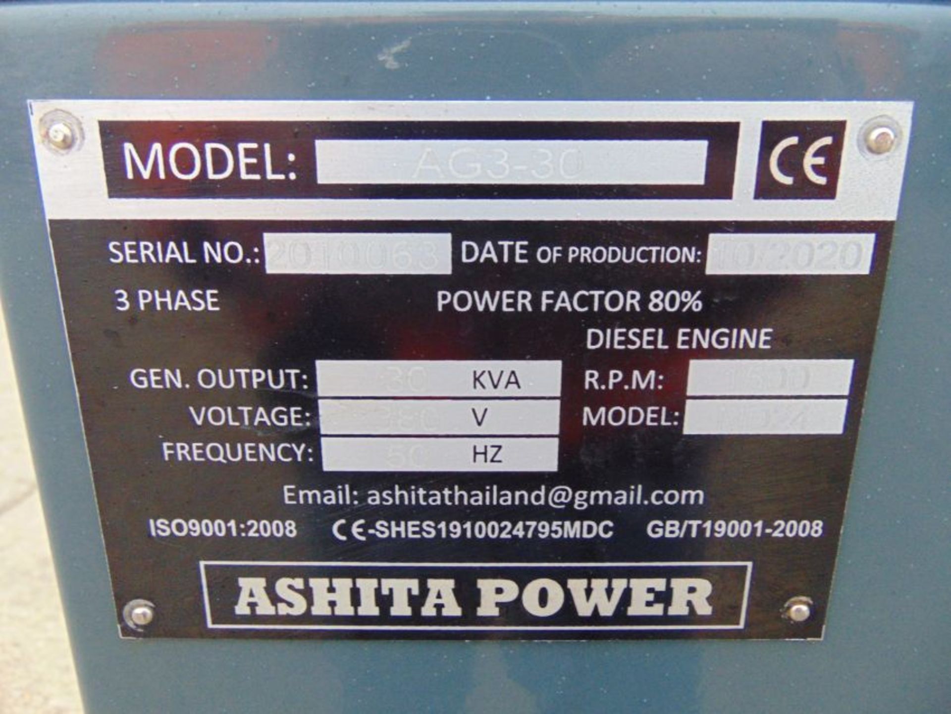 2020 UNISSUED 40 KVA 3 Phase Silent Diesel Generator Set - Image 18 of 18