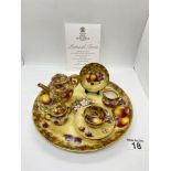 Royal Worcester 'Painted Fruit' miniature tea set hand painted on fine bone China by Patrice Done,