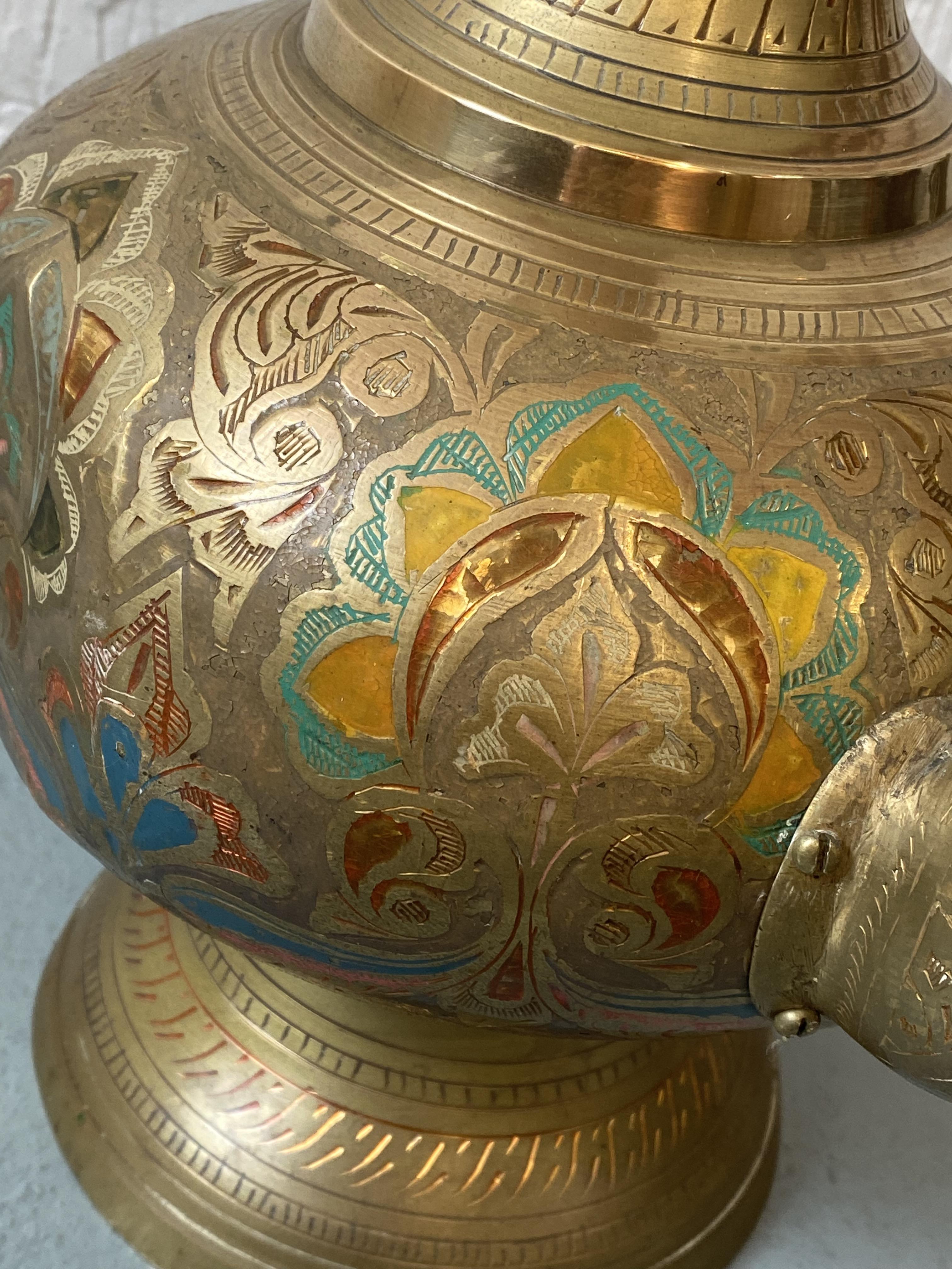 A Far Eastern/Indian Hookah pipe and decorative brass ewer (two items in lot) - Image 3 of 3