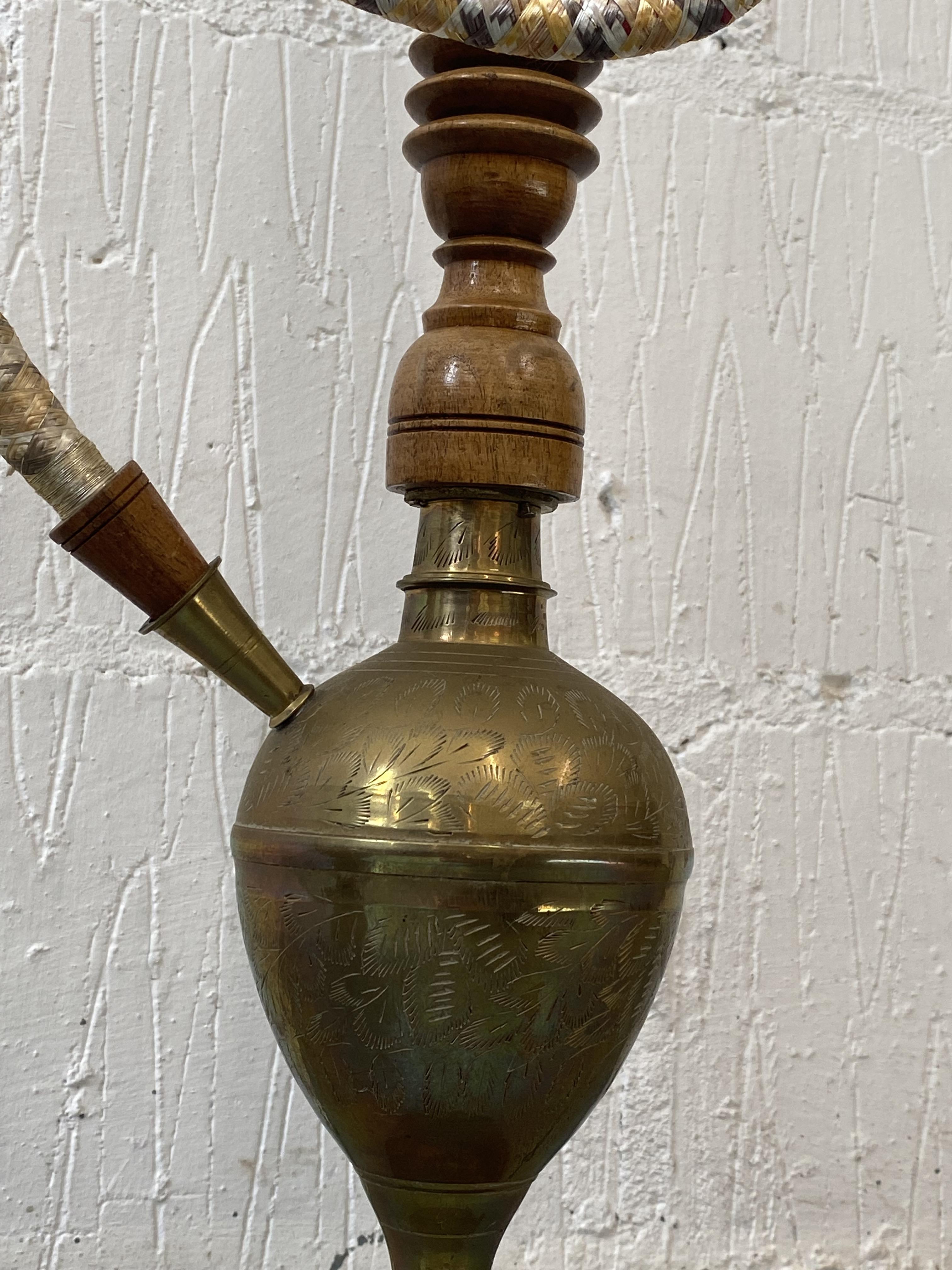 A Far Eastern/Indian Hookah pipe and decorative brass ewer (two items in lot) - Image 2 of 3