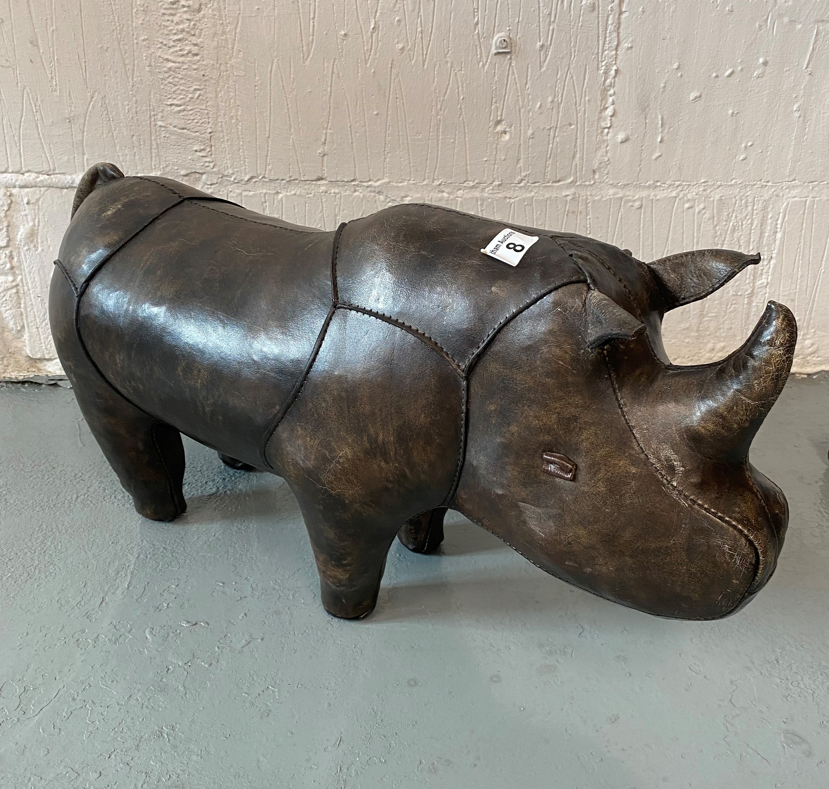 Omersa leather clad rhinoceros footstool/small seat/decorator's piece for Liberty and Co., approx.