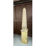 Garden ornament of a large obelisk, composed of five separate sections, approx. overall height