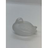 Lalique - white coloured duck figure in a clear and frosted glass design, unboxed, approx. height
