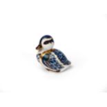 Royal Crown Derby - smaller 'duck' paperweight (blue), approx. H7cm