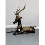 Resting dear with antlers statue with gold coloured decoration, approx. H45cm