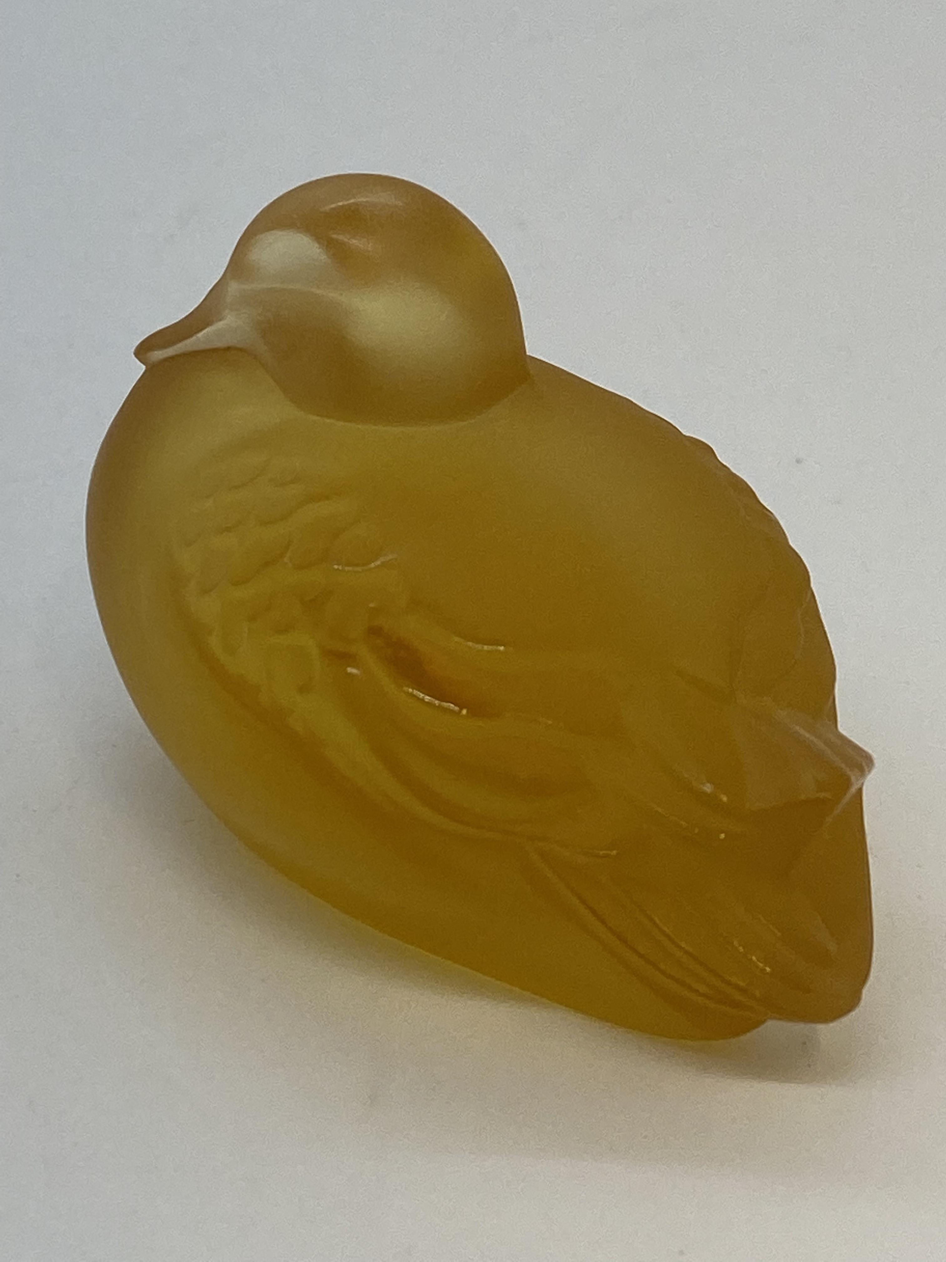 Lalique - orange coloured duck figure in a clear and frosted glass design, unboxed, approx. height