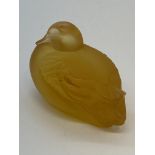 Lalique - orange coloured duck figure in a clear and frosted glass design, unboxed, approx. height