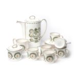 Susie Cooper fine bone china coffee set of Assyrian motif design, consisting x6 cups with saucers,