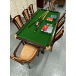 A spectacular Riley pool/snooker dining table with claw and ball feet, approx. L77xW41" Complete