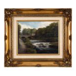 Bob Tucker oil on canvas entitled 'Tavistock' Devon, in decorative gilt frame