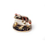 Royal Crown Derby - 'frog' paperweight in an Imari design with silver stopper, approx. H8cm (