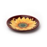 Moorcroft Inca sunflower circular pin dish, impressed Moorcroft, made in England with green