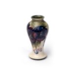 William Moorcroft pansy pattern vase c.1915 impressed Moorcroft Burslem with painted green WM