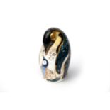 Royal Crown Derby - 'penguin & chick' paperweight, (blue pattern with snowflakes) approx. H 13cm,