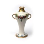 William Moorcroft twin handled vase with classical swag design of roses and forget me nots c.
