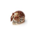 Royal Crown Derby - 'Armadillo' paperweight, approx. H9cm, with silver stopper and box