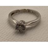 Brand new 9ct gold white gold solitaire diamond engagement ring, 0.33ct, stamped 375, approx size N