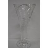 A Waterford crystal Geo pattern fluted trumpet vase, etched John Rocha Waterford to base, approx