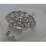 18ct white gold 2.25ct oval cluster diamond ring, Hallmarked 750 London, approx size N. This item