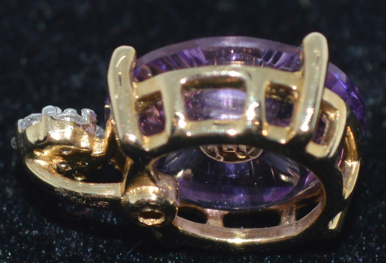X2 amethyst gem stones pendants set in gold mounts marked 417 TGGC - Image 6 of 6