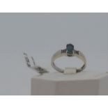9ct white gold opal and diamond ring, hallmarked 375 Birmingham, approx size N. This item has been