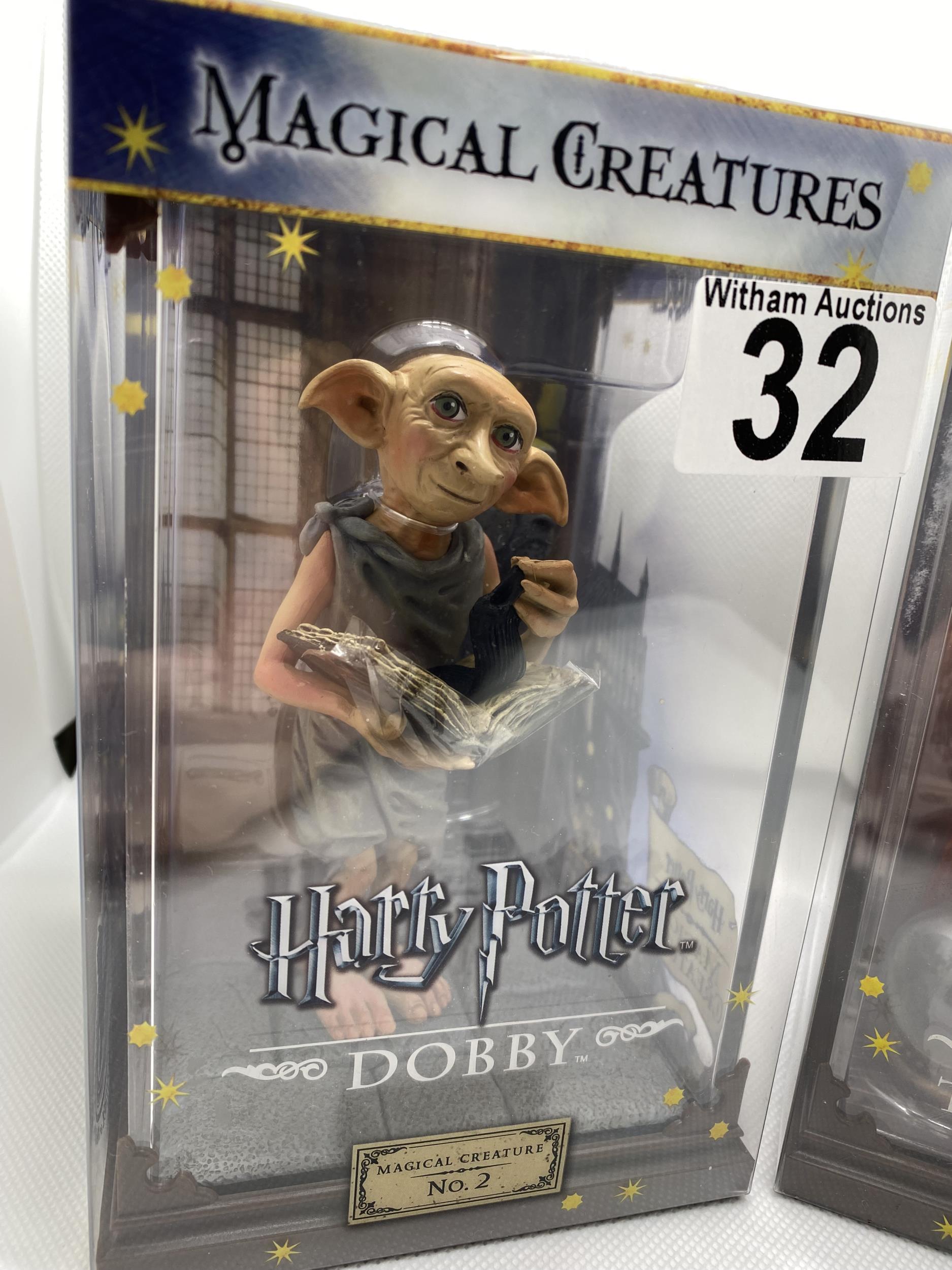 Two boxed Warner Brothers Harry Potter Magical Creatures figures no.2 ‘Dobby’ and no.8 'Fawkes the - Image 3 of 5