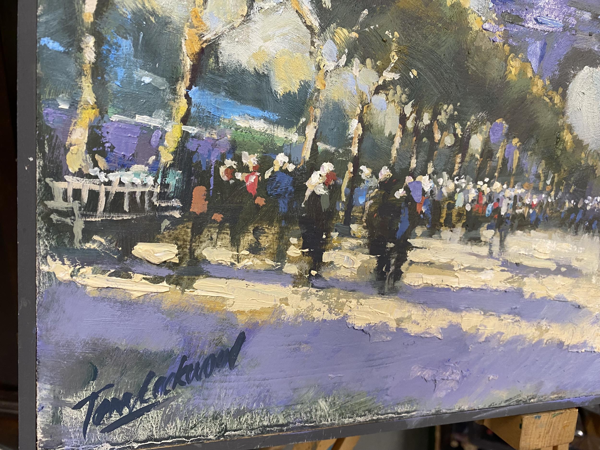 Original oil on canvas entitled afternoon on the Champs Elysée, Paris - by artist Tony Lockwood - Image 2 of 4