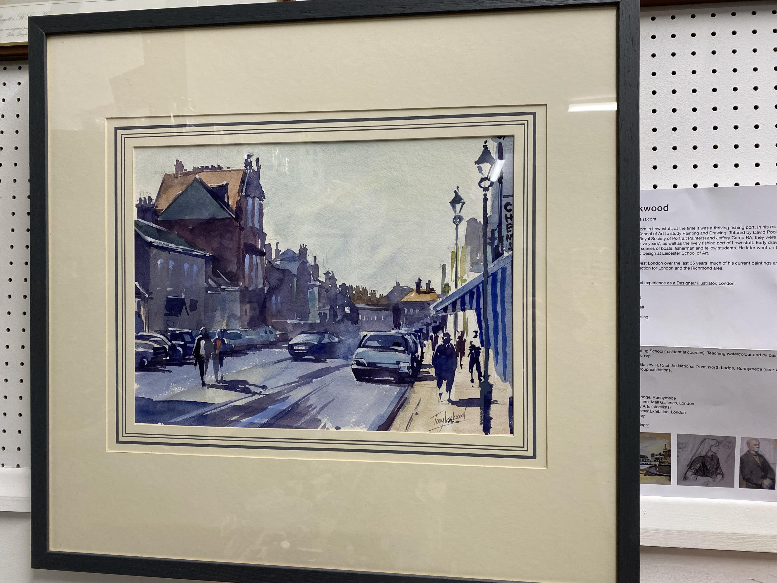 original watercolour of Aldeburgh High Street, signed bottom right corner by artist Tony Lockwood