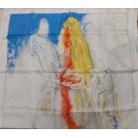 Rare limited edition SALVADOR DALI 'Lady Godiva', on silk, signed in the plate, 86cm x 78cm. in
