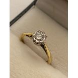 Vintage 18ct yellow gold and platinum diamond ring, 0.20ct, marked Bravingtons