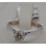 18ct white gold solitaire diamond ring, approx 0.50ct ct, size M/N. This item has been consigned