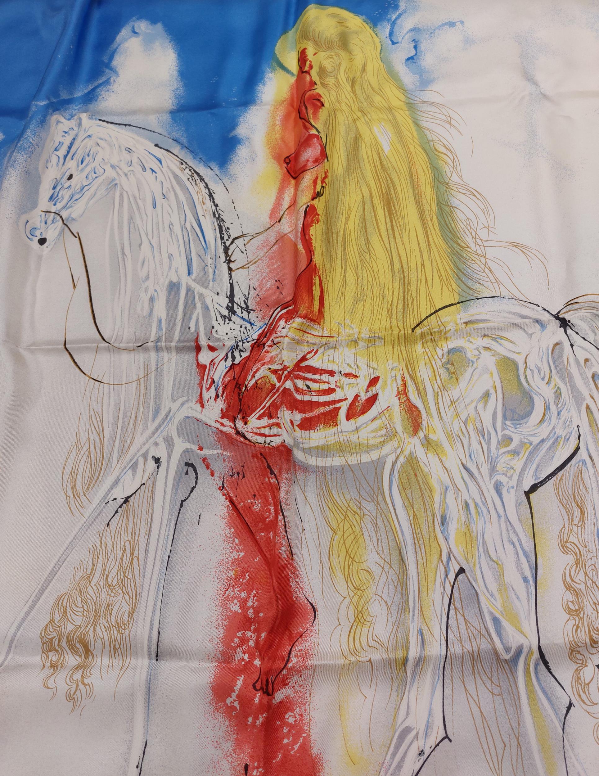 Rare limited edition SALVADOR DALI 'Lady Godiva', on silk, signed in the plate, 86cm x 78cm. in - Image 5 of 5