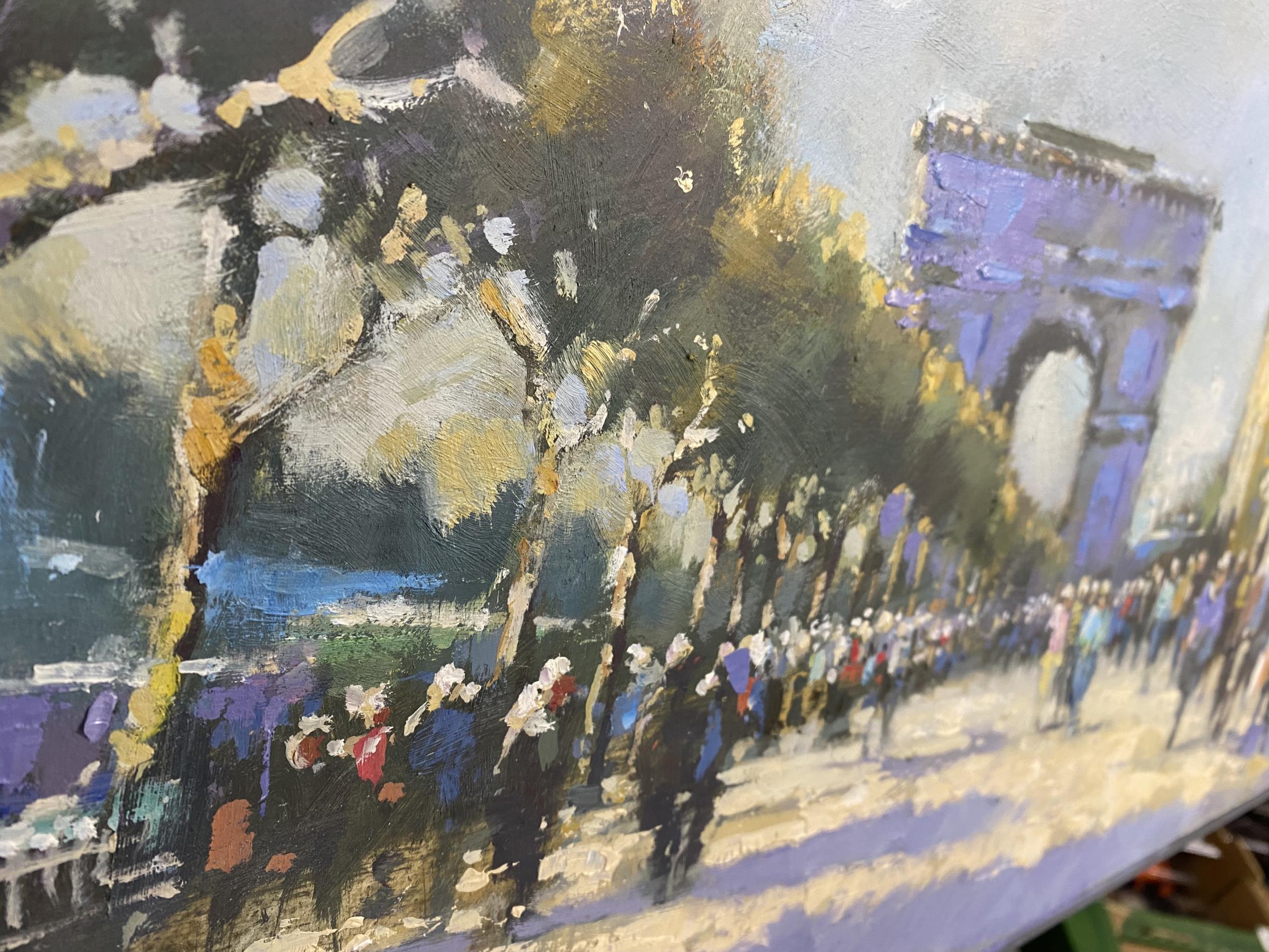 Original oil on canvas entitled afternoon on the Champs Elysée, Paris - by artist Tony Lockwood - Image 3 of 4