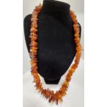 Amber cognac necklace, individually knotted