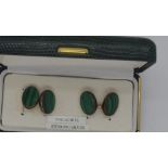 A pair of Malachite sterling silver cufflinks stamped 925, in gift box