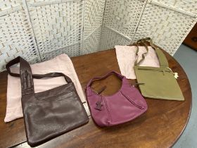Three genuine Radley leather handbags