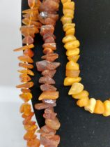 Three amber large chip necklaces