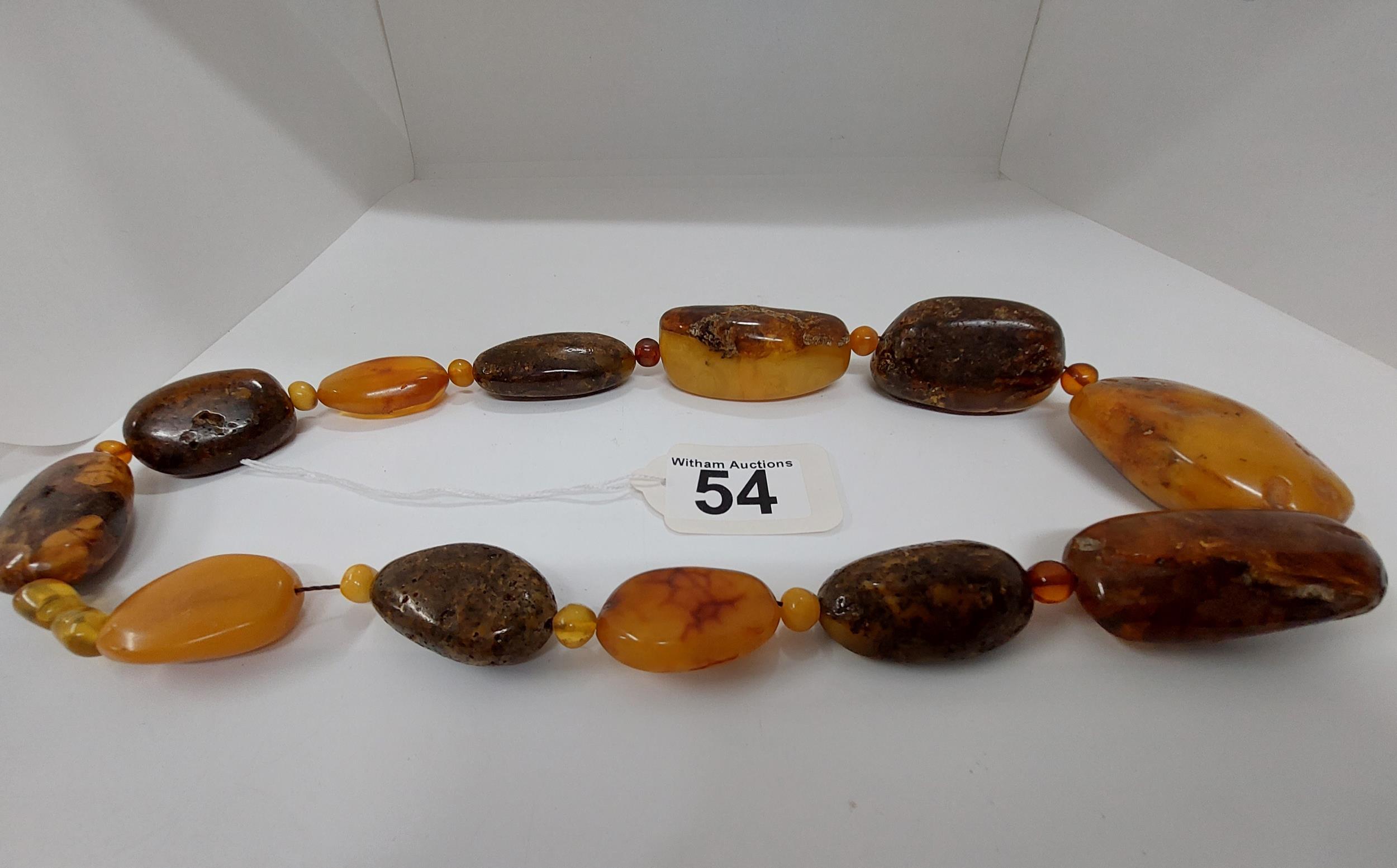 Rare Baltic/cognac amber necklace, approx size of largest piece 6cm - Image 2 of 3