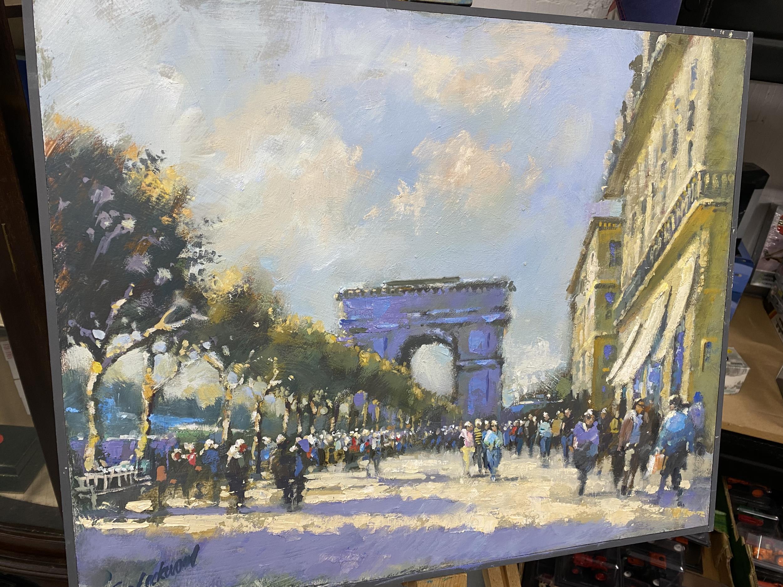 Original oil on canvas entitled afternoon on the Champs Elysée, Paris - by artist Tony Lockwood