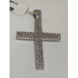 18ct white gold CZ cross pendant, stamped 750 289VI. This item has been consigned from liquidated