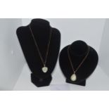 Two gold and jade/jadeite necklaces