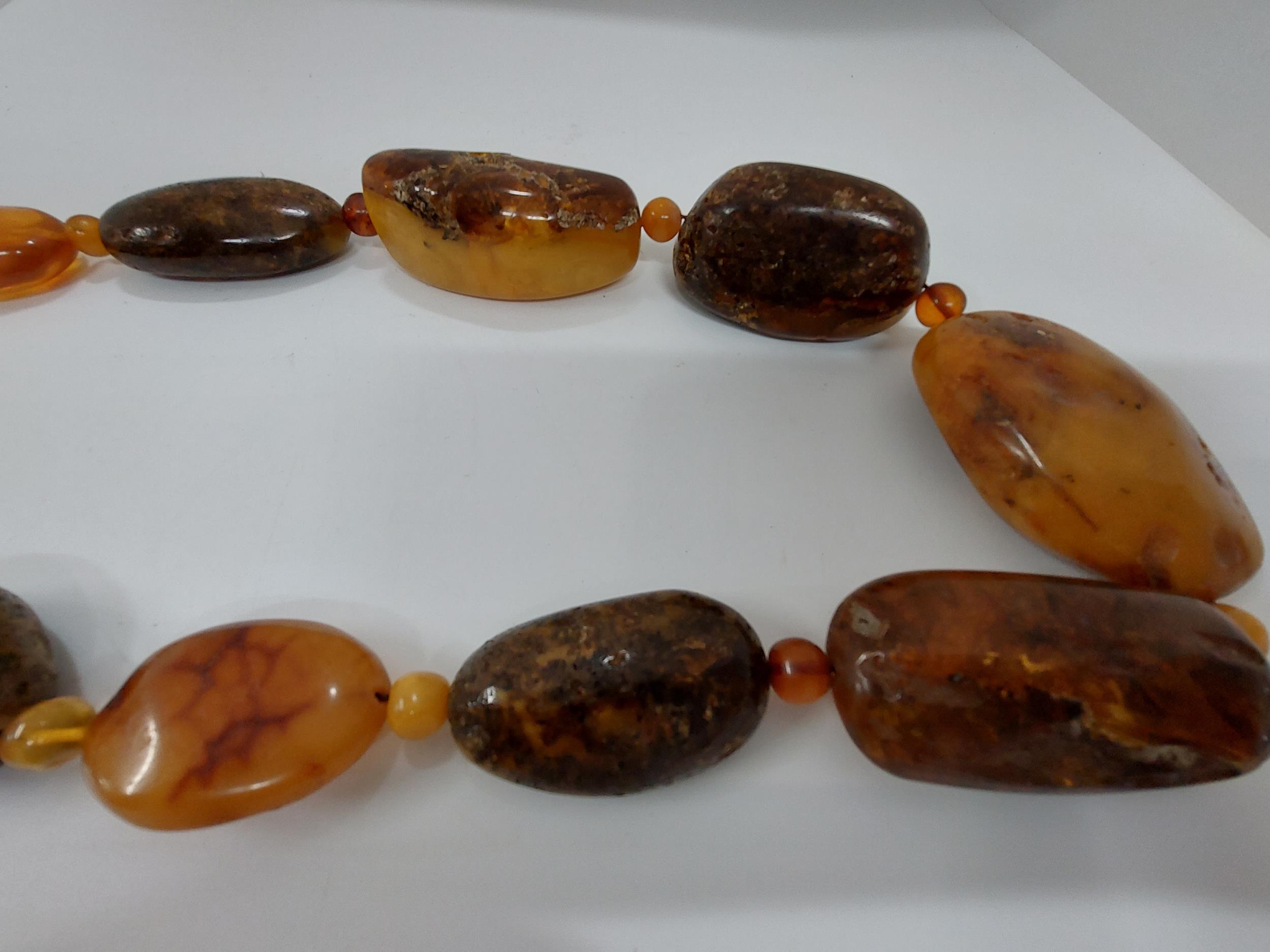 Rare Baltic/cognac amber necklace, approx size of largest piece 6cm - Image 3 of 3